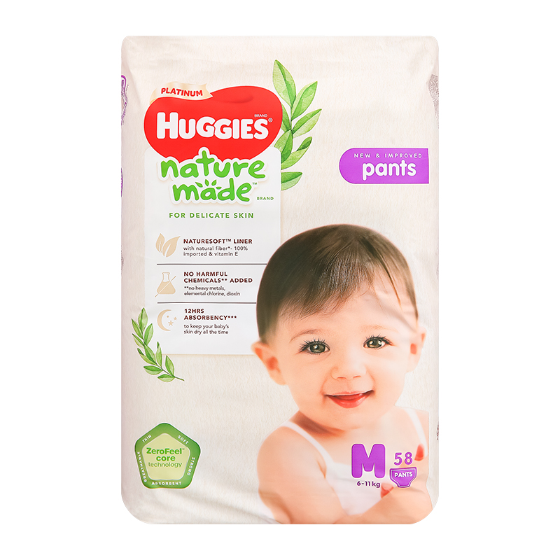 Combo 3 tã quần Huggies Platinum nature made siêu cao cấp size M 58 miếng/bịch (6 - 11 kg) 4
