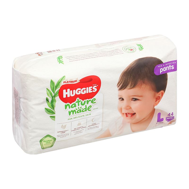 Combo 3 tã quần Huggies Platinum nature made siêu cao cấp size L 44 miếng/bịch (9 - 14 kg) 5