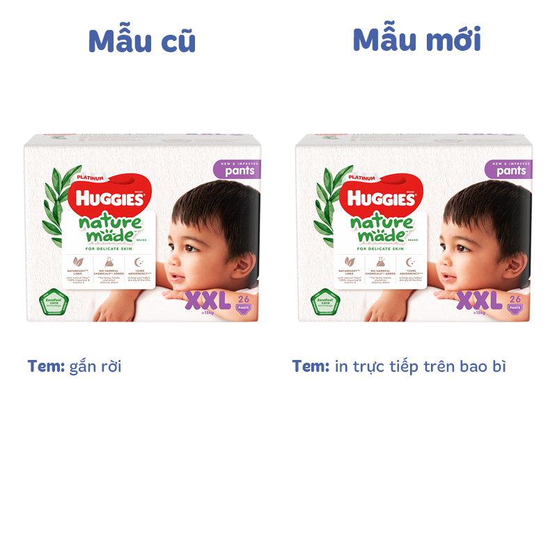 Combo 3 tã quần Huggies Platinum nature made siêu cao cấp size XXL 26 miếng/bịch (Trên 15 kg) 2