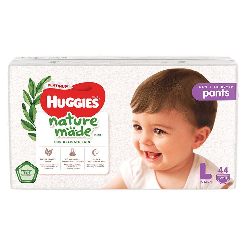 Combo 2 tã quần Huggies Platinum nature made siêu cao cấp size L 44 miếng/bịch (9 - 14 kg) - Giao bao bì ngẫu nhiên 3