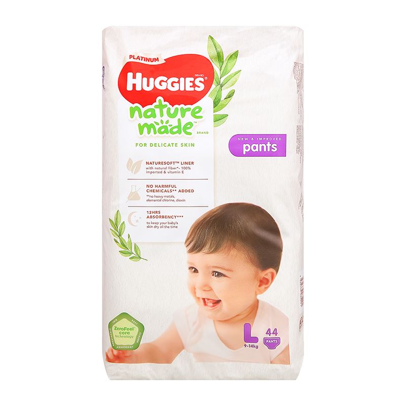 Combo 2 tã quần Huggies Platinum nature made siêu cao cấp size L 44 miếng/bịch (9 - 14 kg) - Giao bao bì ngẫu nhiên 4