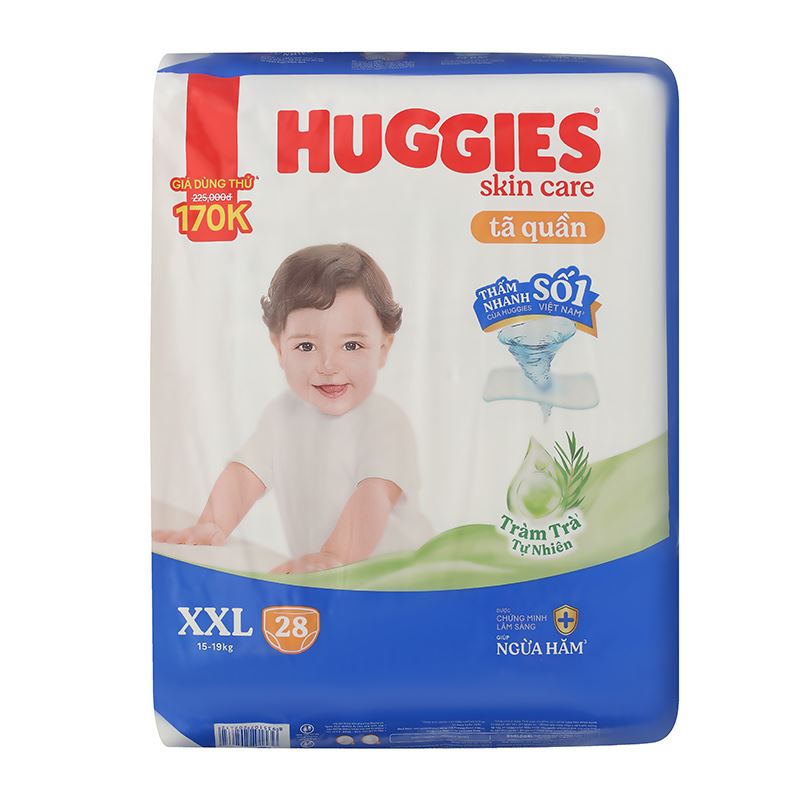 Tã quần Huggies Skincare Jumbo size XXL 28 miếng (15 - 19 kg)