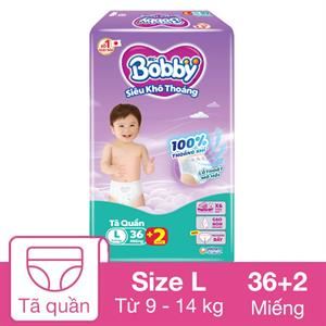 Tã Quần Bobby Size L 36 + 2 Miếng (9 - 14 Kg) - Giao Bao Bì Ngẫu Nhiên