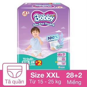 Tã Quần Bobby Size Xxl 28 + 2 Miếng (15 - 25 Kg) - Giao Bao Bì Ngẫu Nhiên