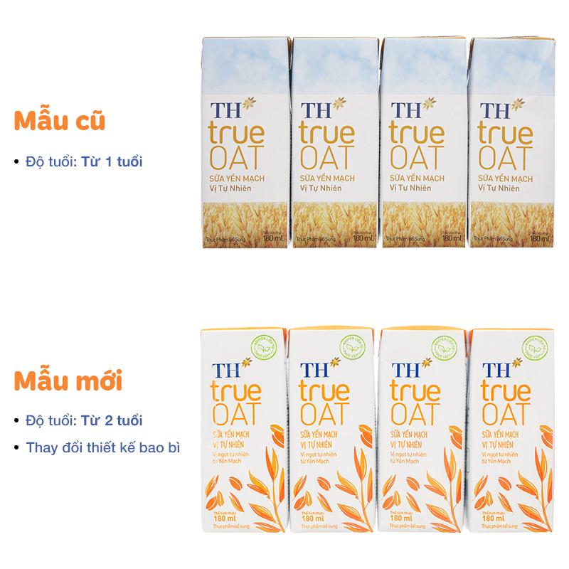 Lốc 4 hộp sữa yến mạch TH true Oat 180 ml (từ 2 tuổi) 15