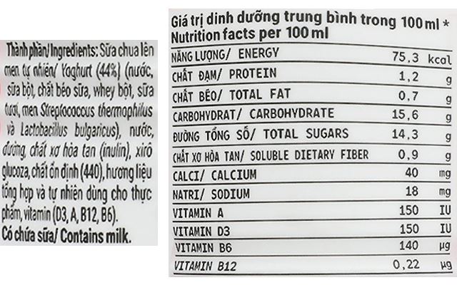 Thành phần dinh dưỡng