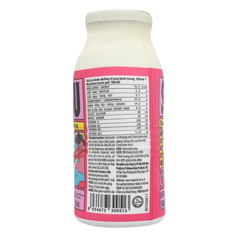Thùng 48 chai sữa chua uống tiệt trùng Vinamilk SuSu vị dâu 80 ml (từ 1 tuổi) - Giao bao bì ngẫu nhiên 12