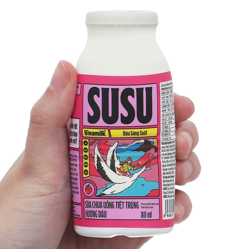 Thùng 48 chai sữa chua uống tiệt trùng Vinamilk SuSu vị dâu 80 ml (từ 1 tuổi) - Giao bao bì ngẫu nhiên 13