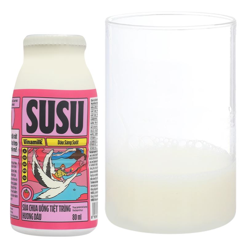 Thùng 48 chai sữa chua uống tiệt trùng Vinamilk SuSu vị dâu 80 ml (từ 1 tuổi) - Giao bao bì ngẫu nhiên 14