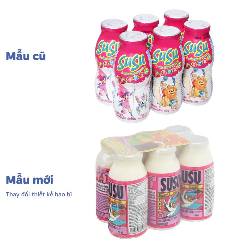 Thùng 48 chai sữa chua uống tiệt trùng Vinamilk SuSu vị dâu 80 ml (từ 1 tuổi) - Giao bao bì ngẫu nhiên 17