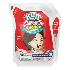 Sữa Chua Uống Tiệt Trùng Lif Kun Vị Kem Dâu 110 Ml (Từ 2 Tuổi)