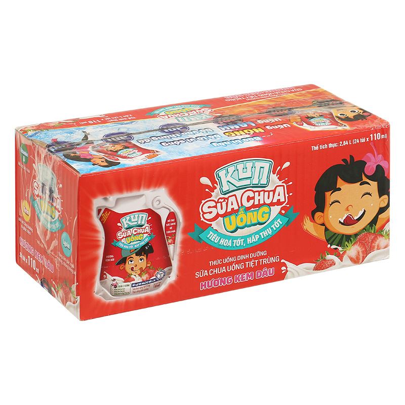 Sữa chua uống tiệt trùng LiF Kun vị kem dâu 110 ml (từ 2 tuổi) 10