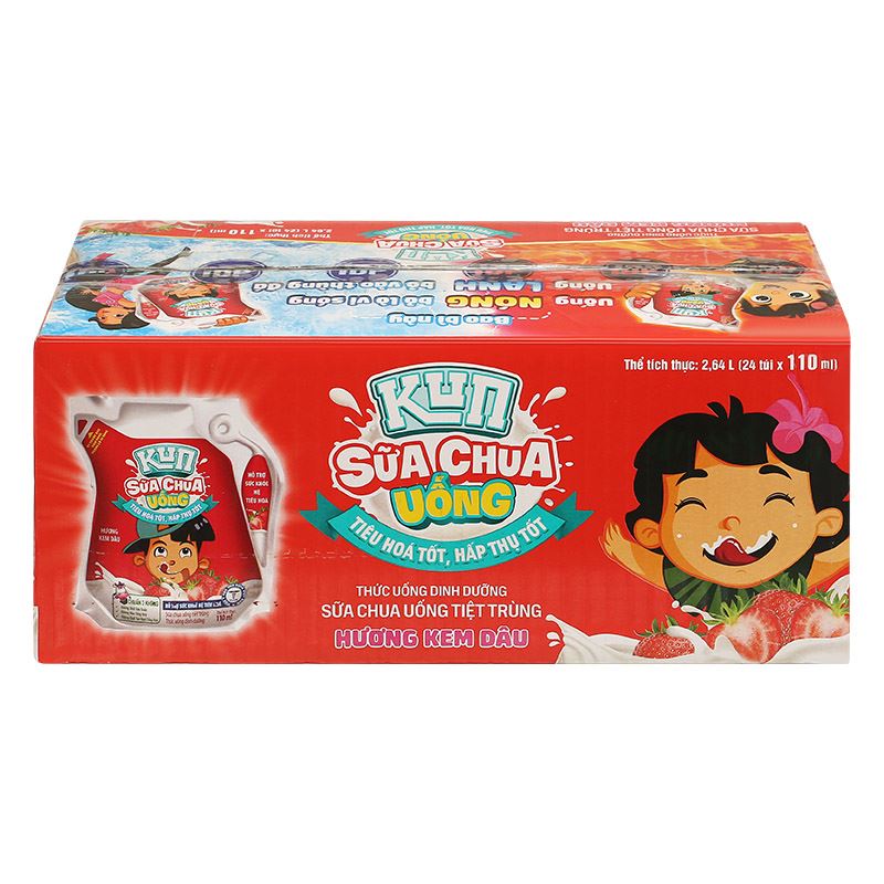 Sữa chua uống tiệt trùng LiF Kun vị kem dâu 110 ml (từ 2 tuổi) 11