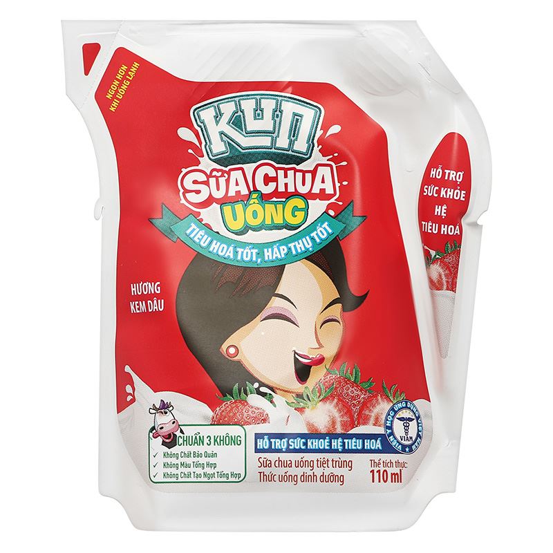 Sữa chua uống tiệt trùng LiF Kun vị kem dâu 110 ml (từ 2 tuổi) 12