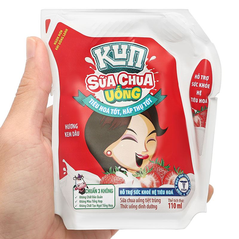 Sữa chua uống tiệt trùng LiF Kun vị kem dâu 110 ml (từ 2 tuổi) 14