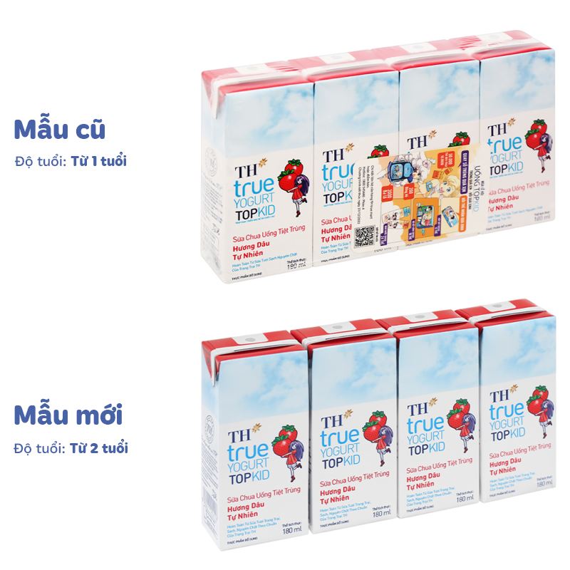Thùng 48 hộp sữa chua uống tiệt trùng TH true YOGURT TOPKID vị dâu 180 ml (từ 2 tuổi) - Giao bao bì ngẫu nhiên 15