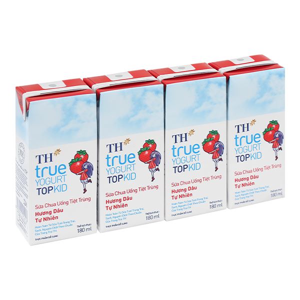 Thùng 48 hộp sữa chua uống tiệt trùng TH true YOGURT TOPKID vị dâu 180 ml chính hãng - AVAKids.com