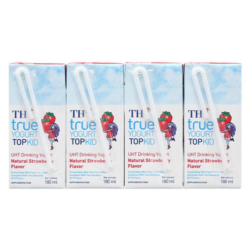 Thùng 48 hộp sữa chua uống tiệt trùng TH true YOGURT TOPKID vị dâu 180 ml (từ 2 tuổi) - Giao bao bì ngẫu nhiên 6