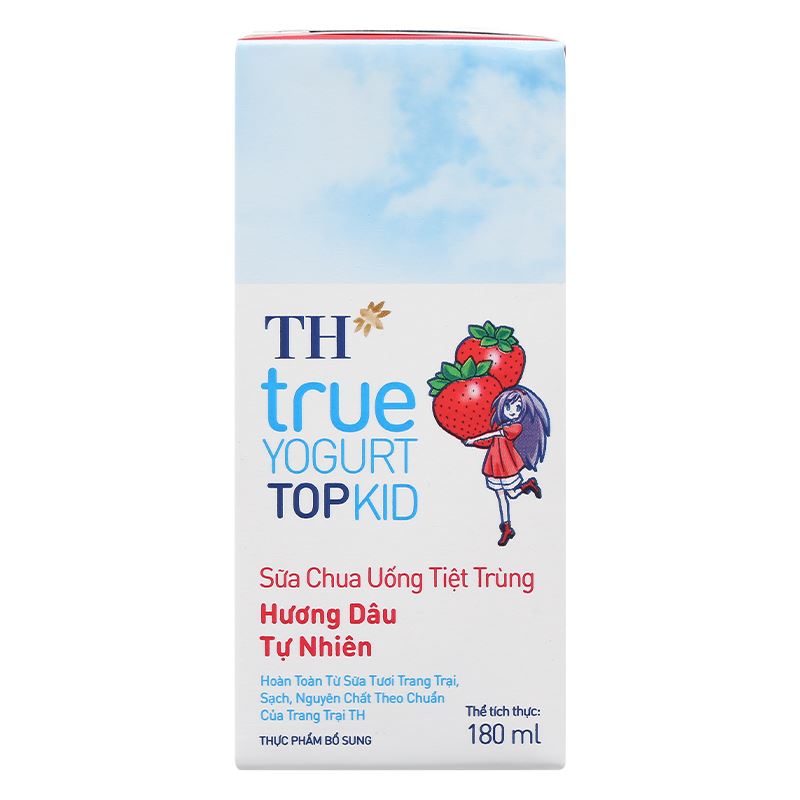Thùng 48 hộp sữa chua uống tiệt trùng TH true YOGURT TOPKID vị dâu 180 ml (từ 2 tuổi) - Giao bao bì ngẫu nhiên 8