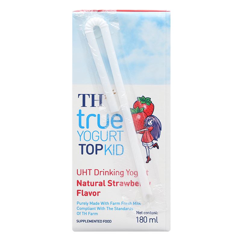 Thùng 48 hộp sữa chua uống tiệt trùng TH true YOGURT TOPKID vị dâu 180 ml (từ 2 tuổi) - Giao bao bì ngẫu nhiên 9