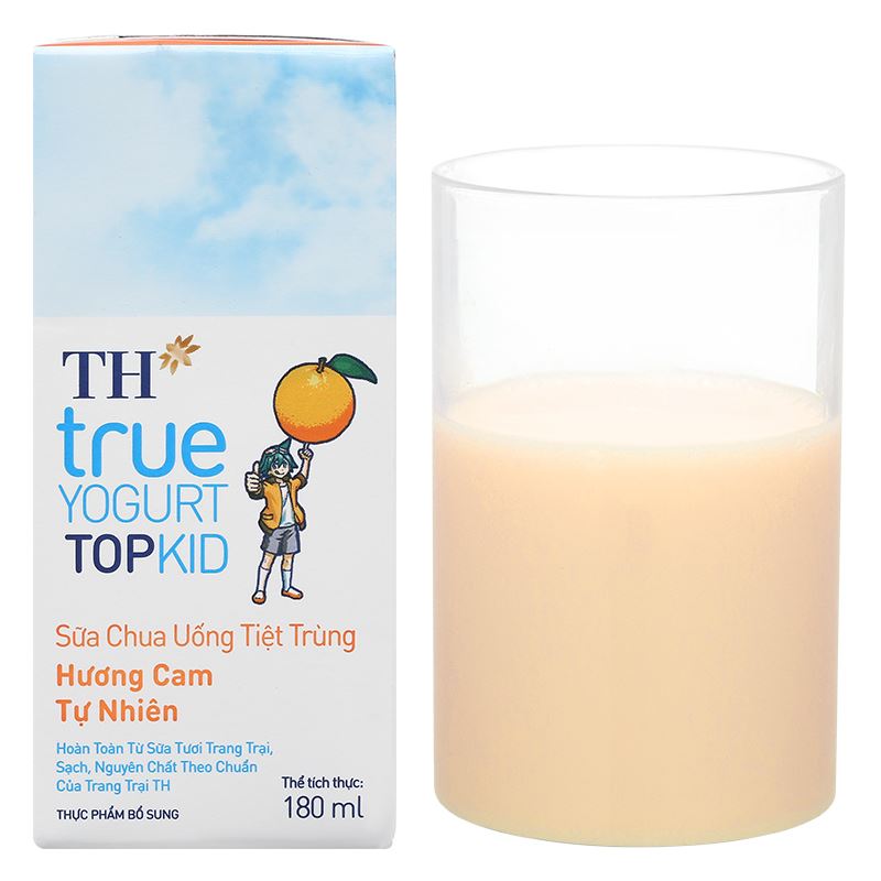 Thùng 48 hộp sữa chua uống tiệt trùng TH true YOGURT TOPKID vị cam 180 ml (từ 2 tuổi) - Giao bao bì ngẫu nhiên 12