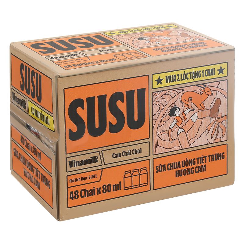 Lốc 6 chai sữa chua uống tiệt trùng Vinamilk SuSu vị cam 80 ml (từ 1 tuổi) - Giao bao bì ngẫu nhiên 14