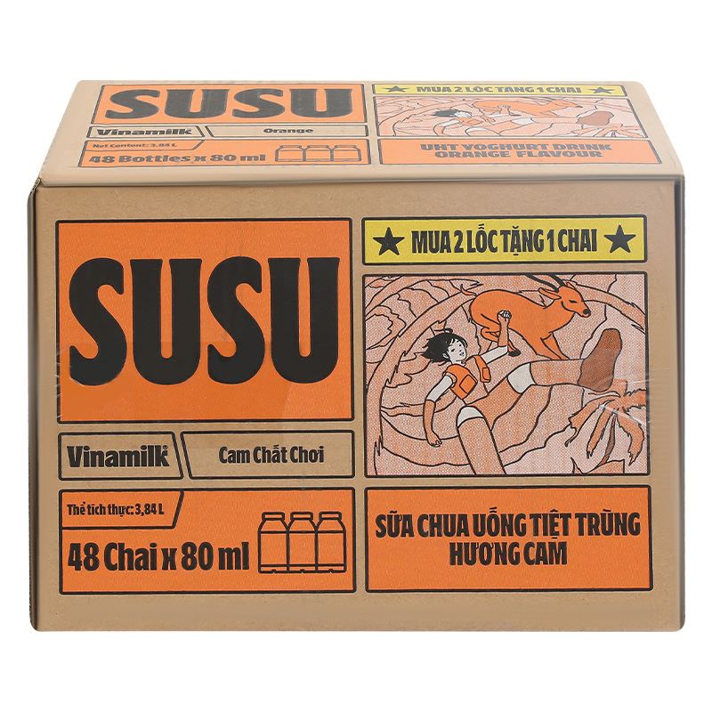 Lốc 6 chai sữa chua uống tiệt trùng Vinamilk SuSu vị cam 80 ml (từ 1 tuổi) - Giao bao bì ngẫu nhiên 15