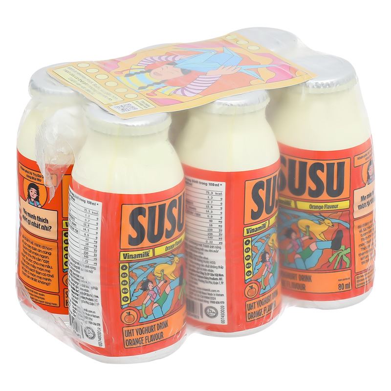 Lốc 6 chai sữa chua uống tiệt trùng Vinamilk SuSu vị cam 80 ml (từ 1 tuổi) - Giao bao bì ngẫu nhiên 16