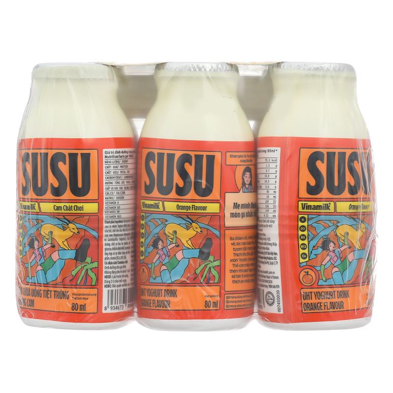 Lốc 6 chai sữa chua uống tiệt trùng Vinamilk SuSu vị cam 80 ml (từ 1 tuổi) - Giao bao bì ngẫu nhiên 18