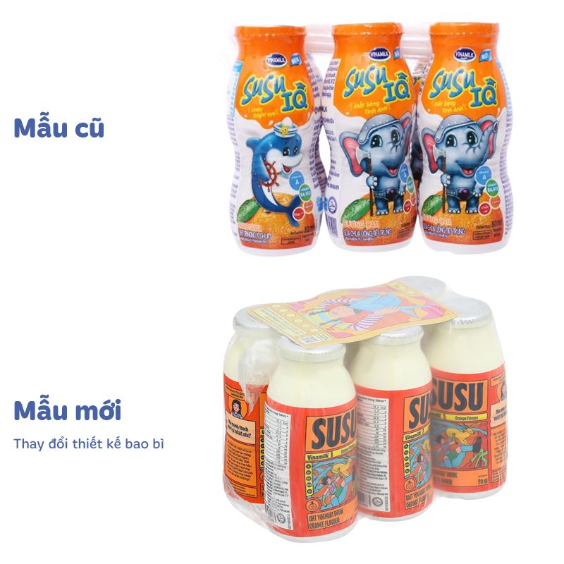 Lốc 6 chai sữa chua uống tiệt trùng Vinamilk SuSu vị cam 80 ml (từ 1 tuổi) - Giao bao bì ngẫu nhiên 2
