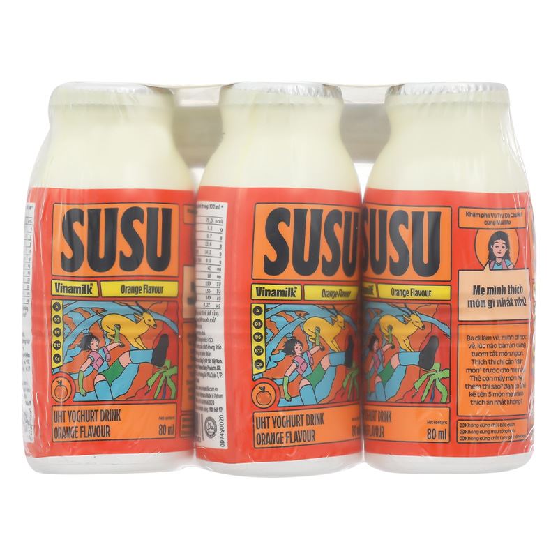 Lốc 6 chai sữa chua uống tiệt trùng Vinamilk SuSu vị cam 80 ml (từ 1 tuổi) - Giao bao bì ngẫu nhiên 3