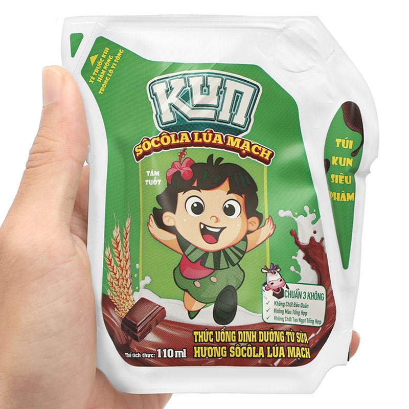 Thùng 24 túi thức uống lúa mạch socola LiF Kun 110 ml (từ 3 tuổi) 14