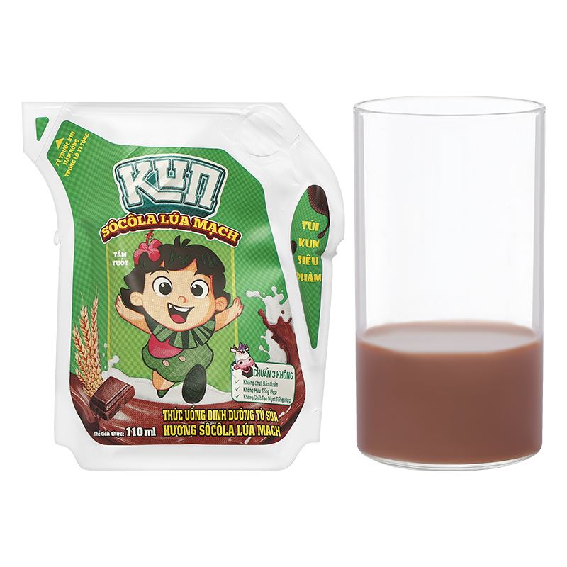 Thùng 24 túi thức uống lúa mạch socola LiF Kun 110 ml (từ 3 tuổi) 15