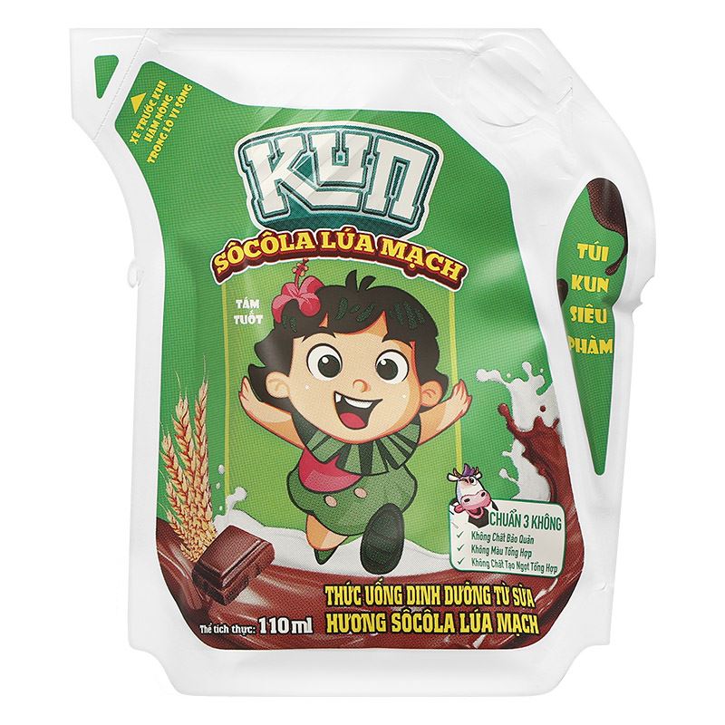 Thùng 24 túi thức uống lúa mạch socola LiF Kun 110 ml (từ 3 tuổi) 6
