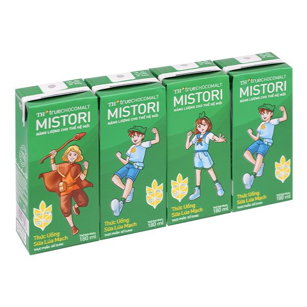 Lốc 4 hộp thức uống lúa mạch TH true Chocomalt Mistori 180 ml (từ 2 tuổi) chính hãng - AVAKids.com