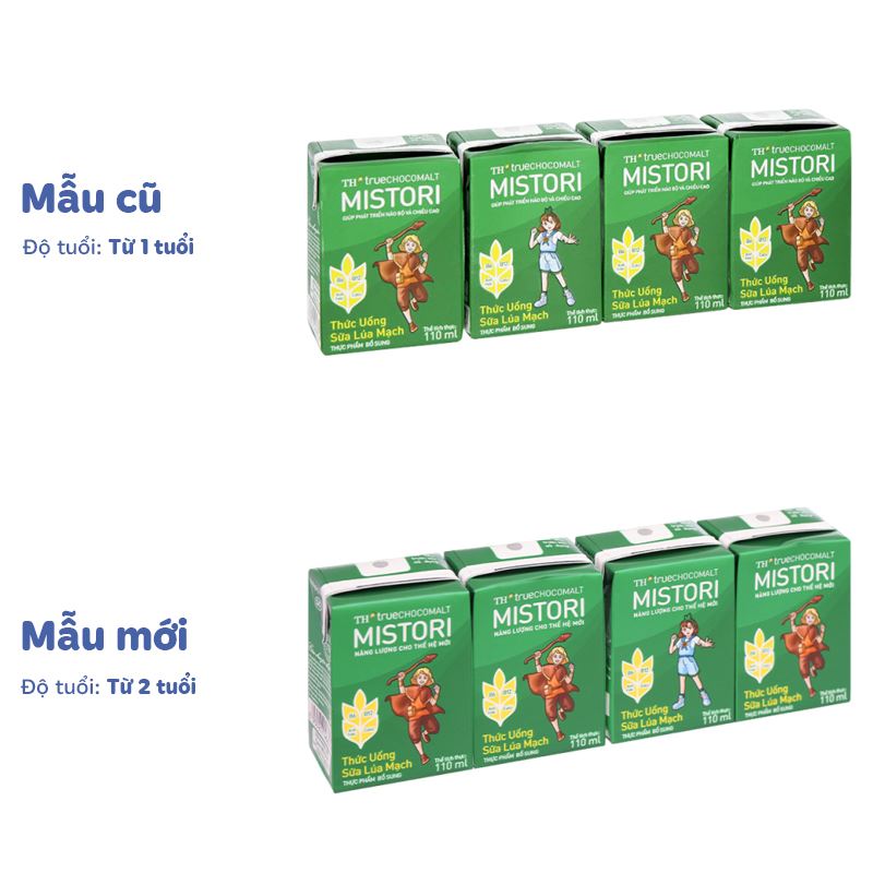 Lốc 4 hộp thức uống lúa mạch TH true Chocomalt Mistori 110 ml (từ 2 tuổi) - Giao bao bì ngẫu nhiên 2