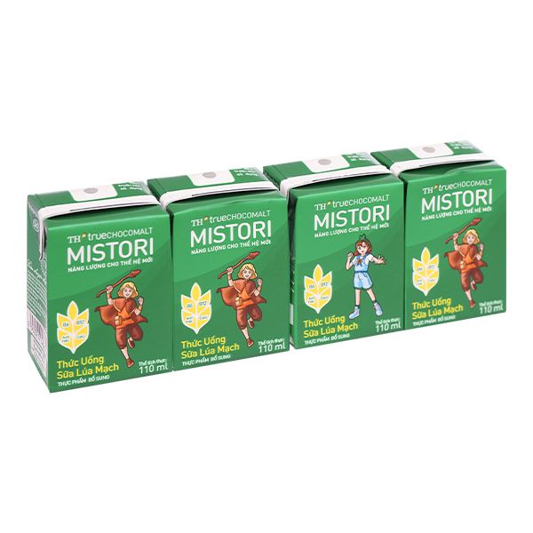 Lốc 4 hộp thức uống lúa mạch TH true Chocomalt Mistori 110 ml (từ 2 tuổi) dinh dưỡng - AVAKids.com