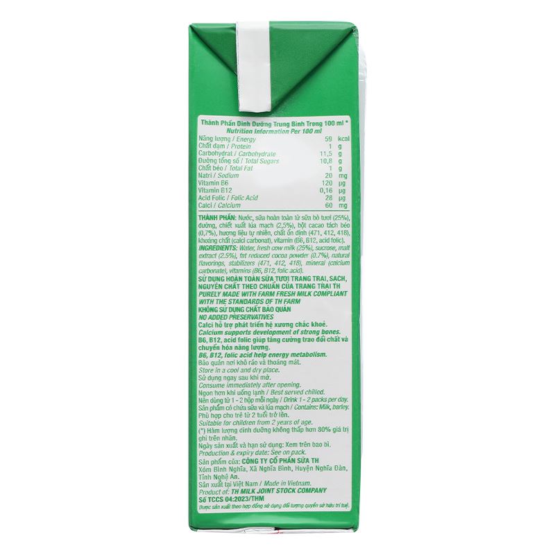 Lốc 4 hộp thức uống lúa mạch TH true Chocomalt Mistori 180 ml (từ 2 tuổi) - Giao bao bì ngẫu nhiên 16