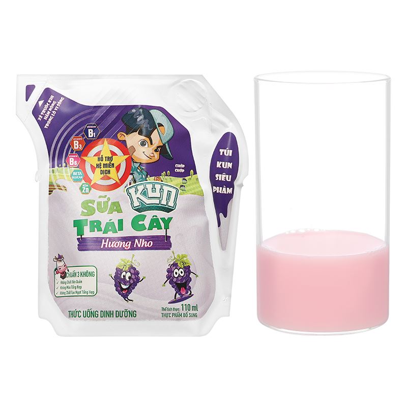 Thùng 24 túi sữa trái cây LiF Kun hương nho 110 ml (từ 3 tuổi) 15