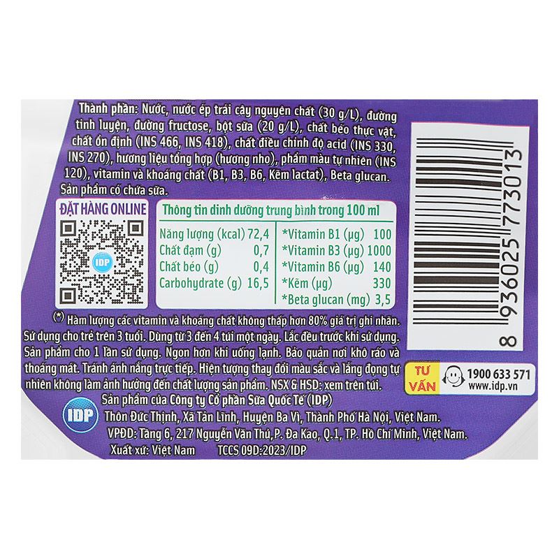 Thùng 24 túi sữa trái cây LiF Kun hương nho 110 ml (từ 3 tuổi) 16