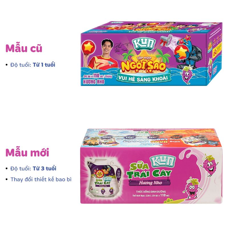 Thùng 24 túi sữa trái cây LiF Kun hương nho 110 ml (từ 3 tuổi) 2