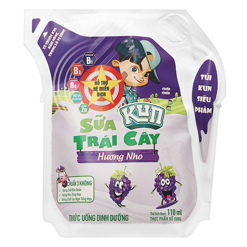 Thùng 24 túi sữa trái cây LiF Kun hương nho 110 ml (từ 3 tuổi) 6