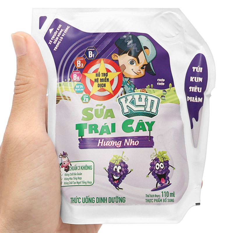 Thùng 24 túi sữa trái cây LiF Kun hương nho 110 ml (từ 3 tuổi) 8