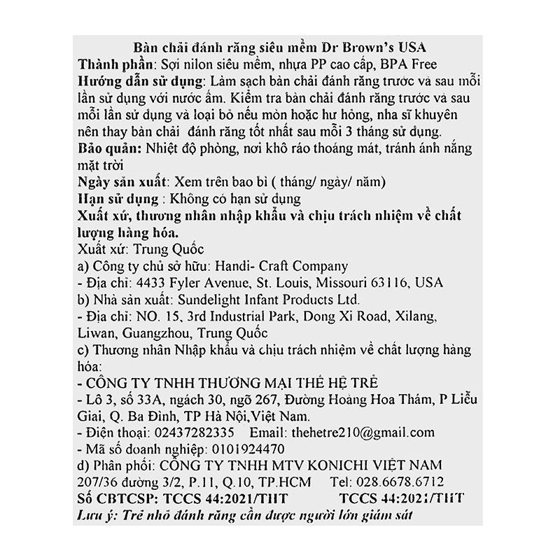 Bàn chải cho bé Dr.Browns lông siêu mềm (0 - 3 tuổi) - Màu hồng 9
