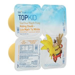 Lốc 4 hộp sữa chua thanh trùng TH true YOGURT TOPKID vị chuối, lúa mạch - Giao bao bì ngẫu nhiên