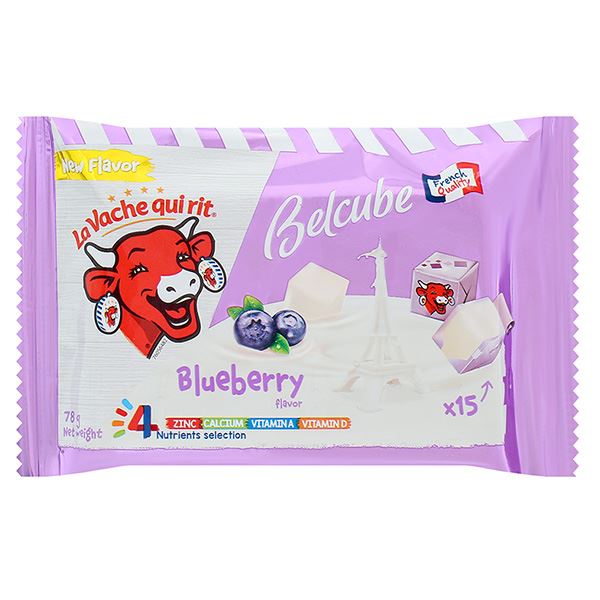 Phô mai Con Bò Cười Belcube hương việt quất gói 15 viên 78g (từ 6 tháng) chính hãng - AVAKids.com