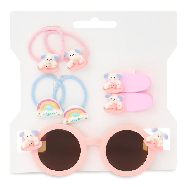 Mắt kính kèm kẹp tóc, cột tóc cam bé gái HappyTime 514453