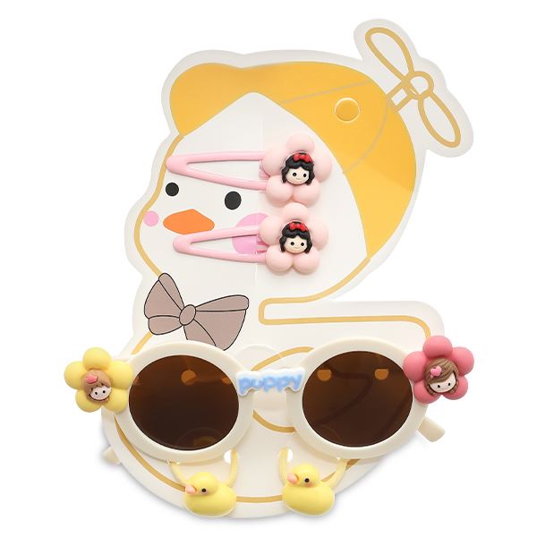 Mắt kính kèm cột tóc, kẹp tóc hồng bé gái HappyTime 516273