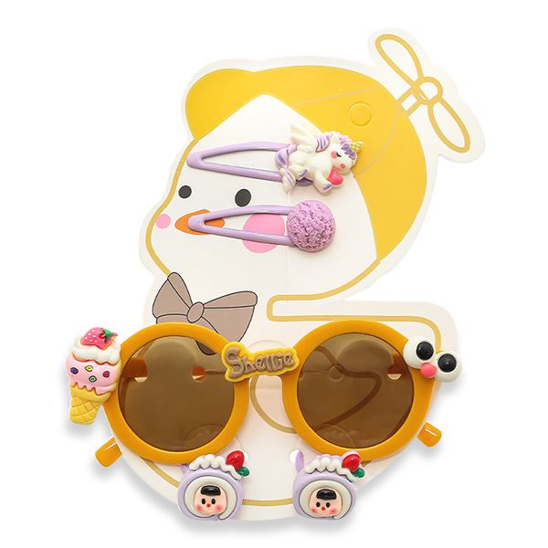 Mắt kính kèm cột tóc, kẹp tóc tím bé gái HappyTime 516280