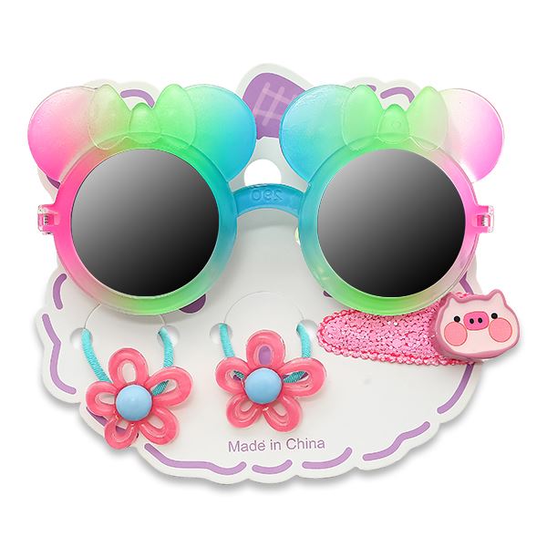 Mắt kính kèm cột tóc, kẹp tóc hồng bé gái HappyTime 516310